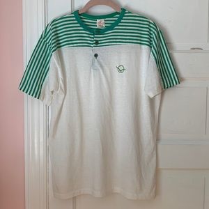 Vintage Esprit Sport Striped Short Sleeve Henley Three Button Tennis Summer Sun